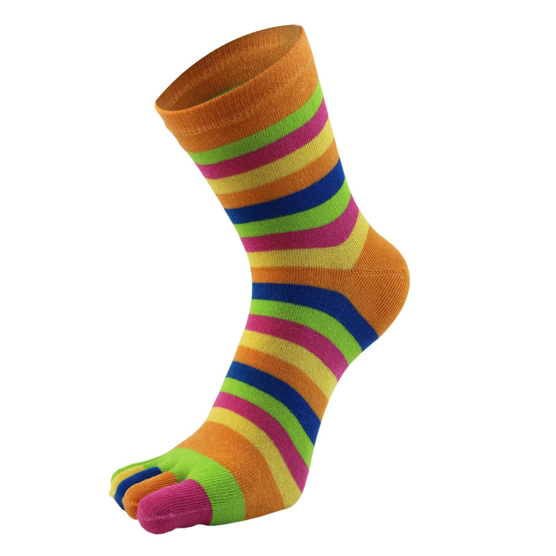 Women's fresh five-finger socks-orange-pure cotton-1 pair