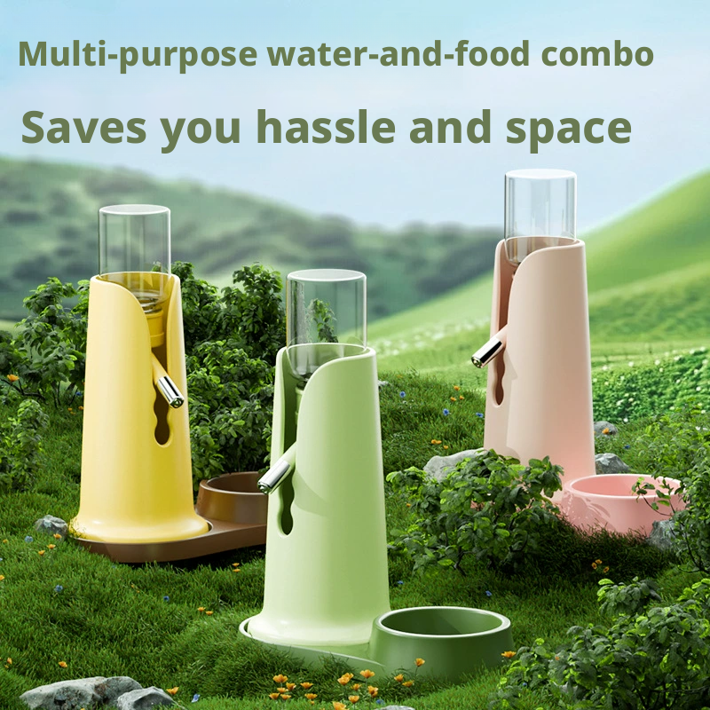 Hamster feeder set-water dispenser + food plate-random color-1 set