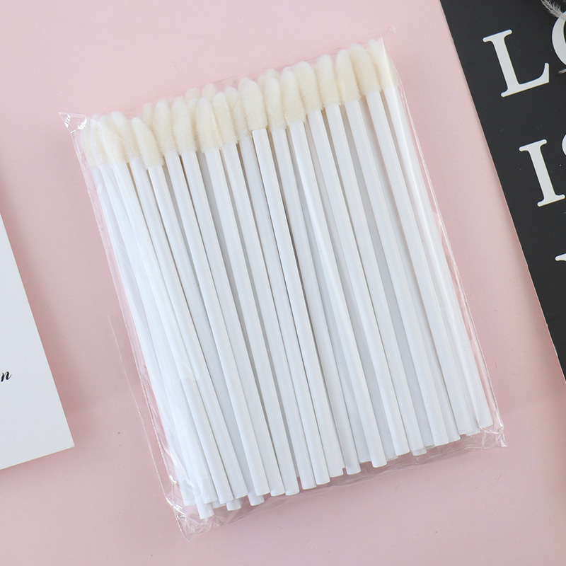Hollow lip brush-white-50 pcs-1 pack