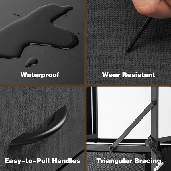 Dresser For Bedroom With 9 Fabric Storage Drawer Wardrobe Tall Chest Organizer... 5