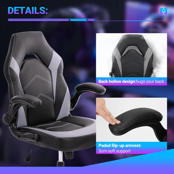 Ergonomic Office Computer Home Gaming Desk Chair Adjustable PU Leather Racing Chair Flip-up Armrest For Christmas Furniture 9