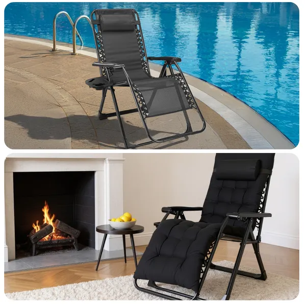 Zero Gravity Chair, Reclining Camping Lounge Chair For Indoor, Reclining Patio Chairs With Cup Holder Trays And… - 4