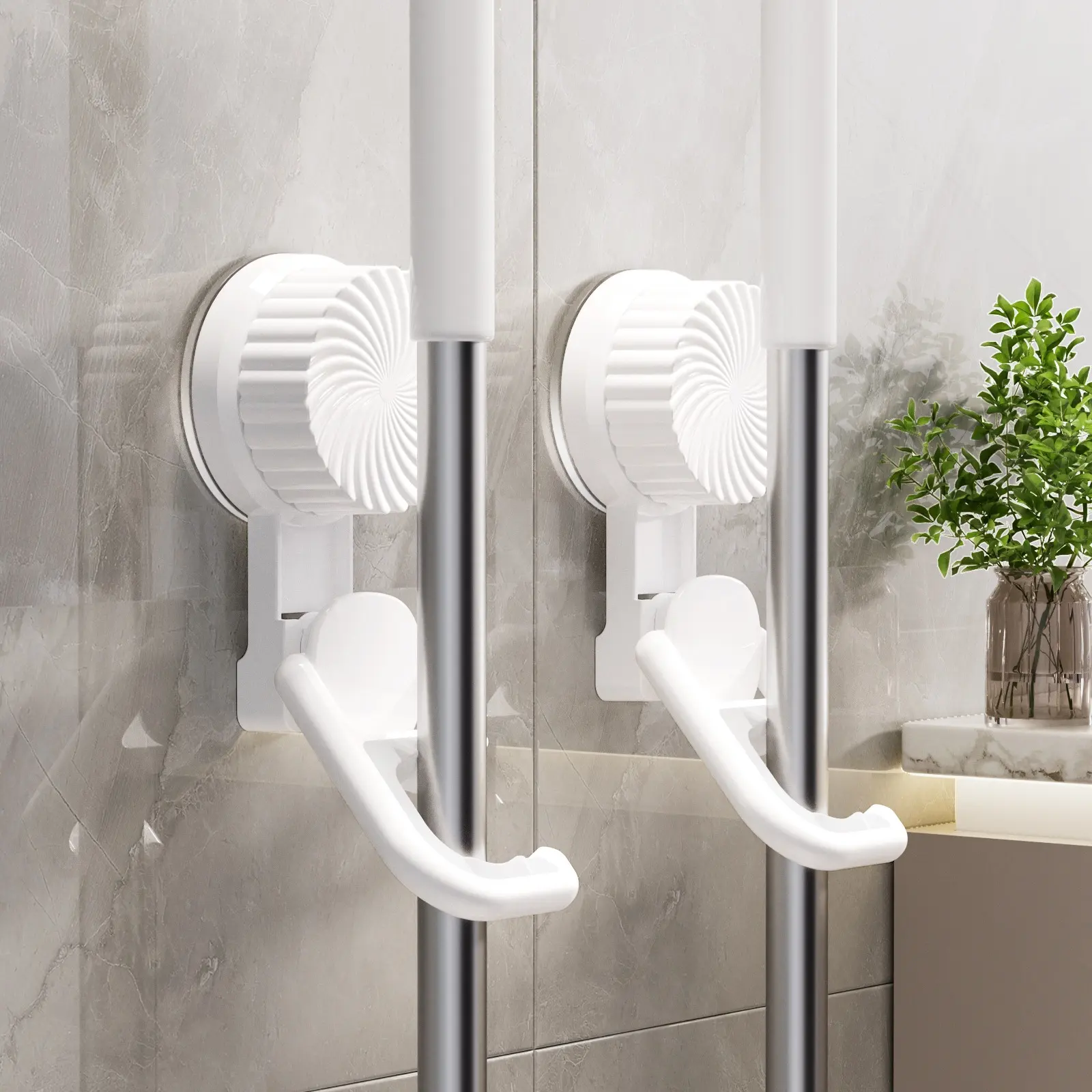Suction cup mop clip-punching free-white-ABS