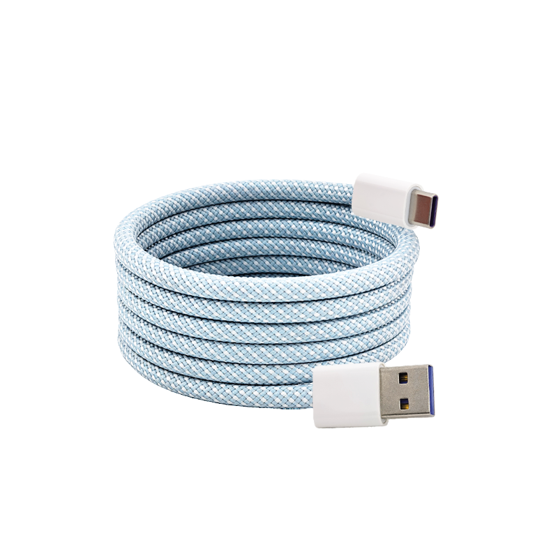 Braided magnetic data cable-U-C port-66W-white-length 1m-1 piece