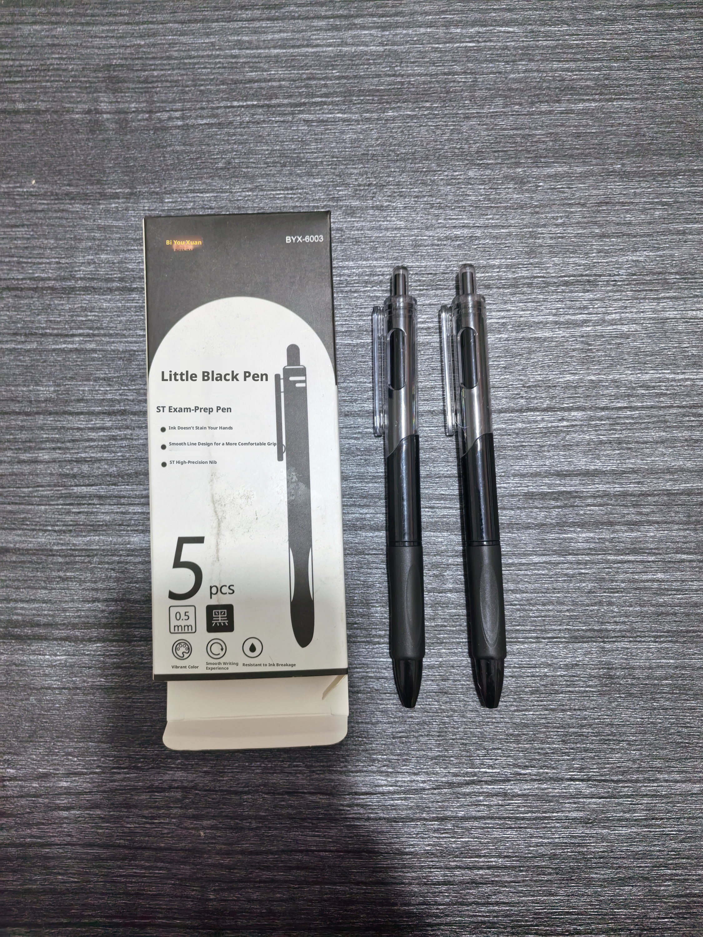 Quick-dry gel pen-ST nib-black-0.5mm-5 sticks-1 box