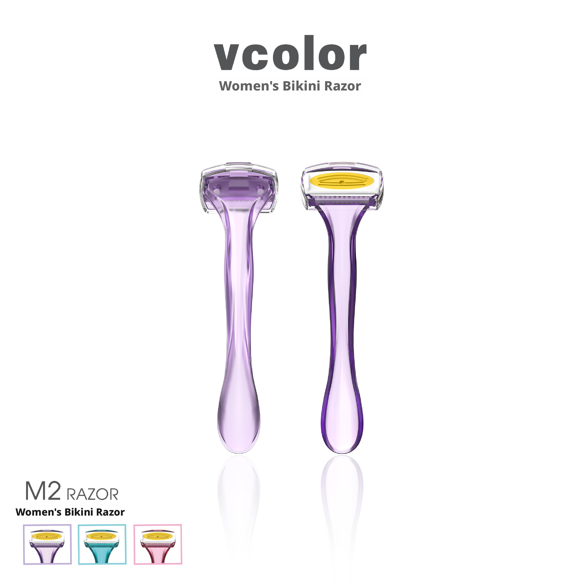 Underarm shaving knife-purple-6crd stainless steel-3 pieces
