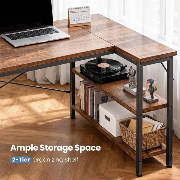 L-shaped Office Desk, 39-55inch Computer Desk, Writing Work Desk With... 4
