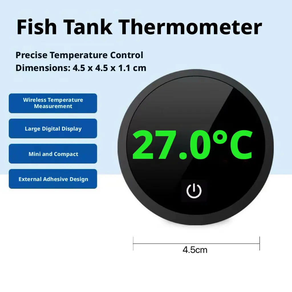 Fish tank thermometer-digital display-round-black-ABS plastic