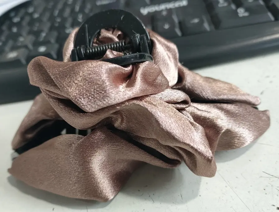 Pleated French grab clip-Champagne color-Fabric
