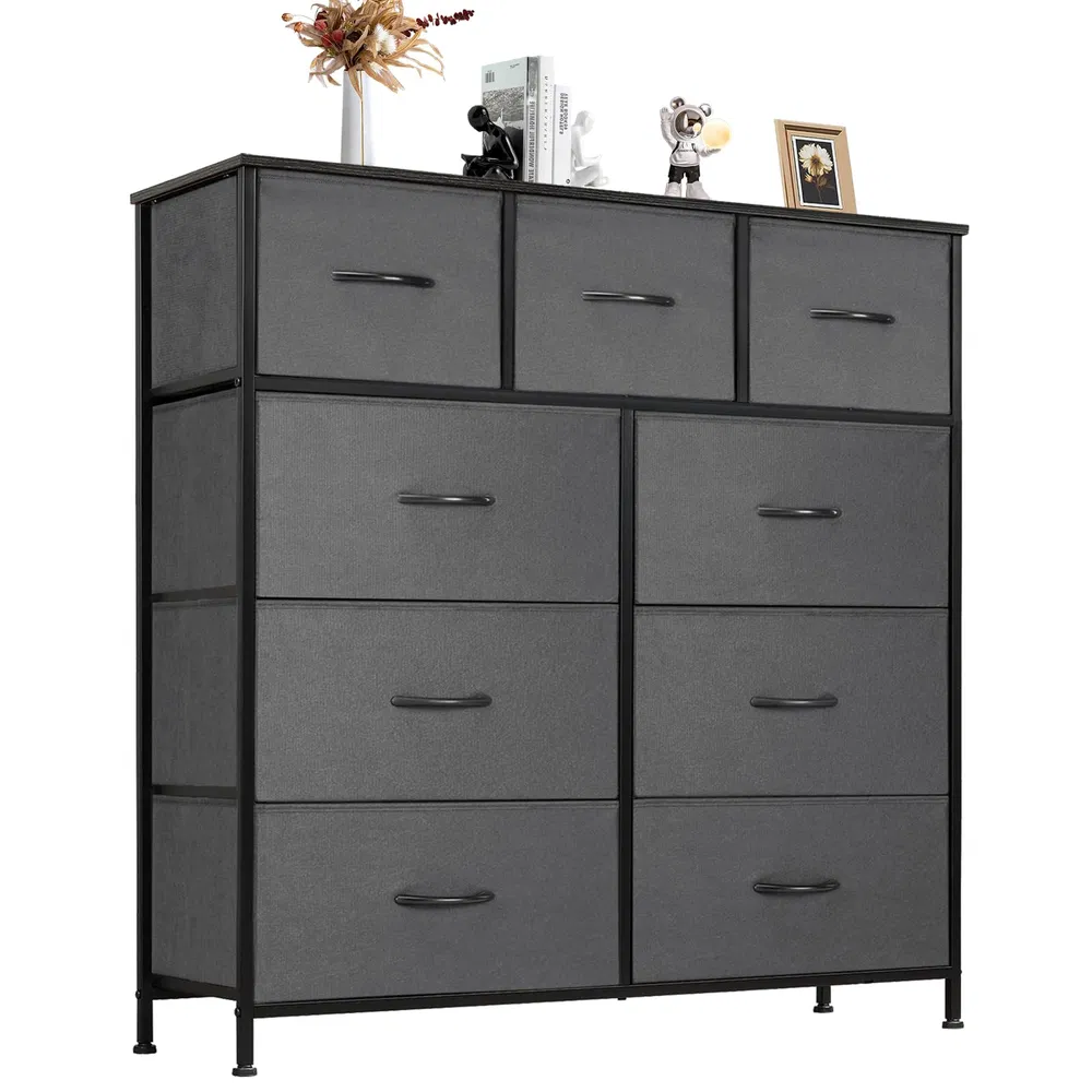 Dresser For Bedroom With 9 Fabric Storage Drawer Wardrobe Tall Chest Organizer... 9