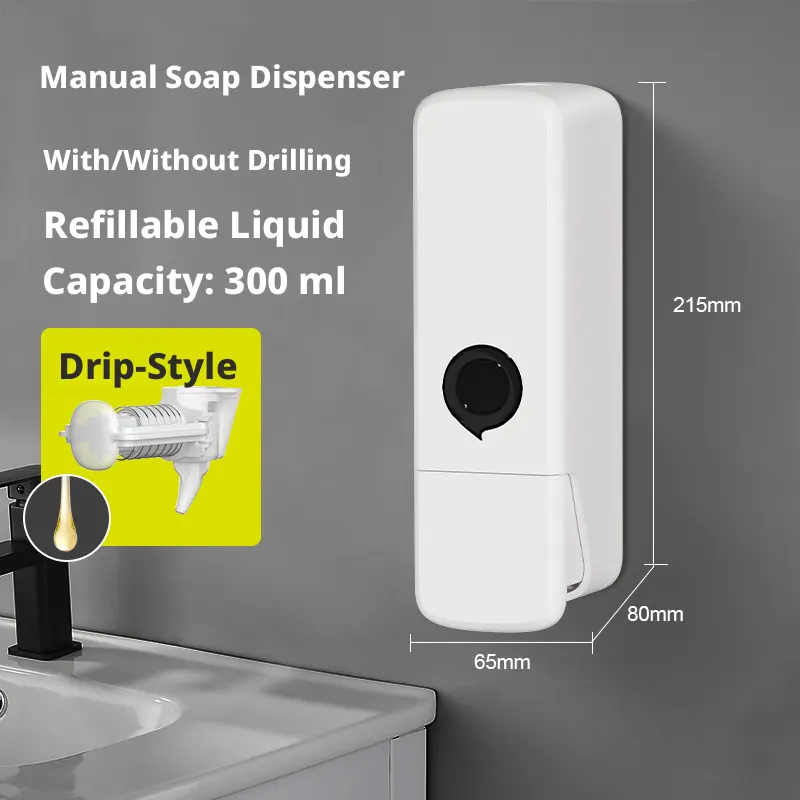 Manual pressing soap dispenser-dripping model-white-300ml-ABS