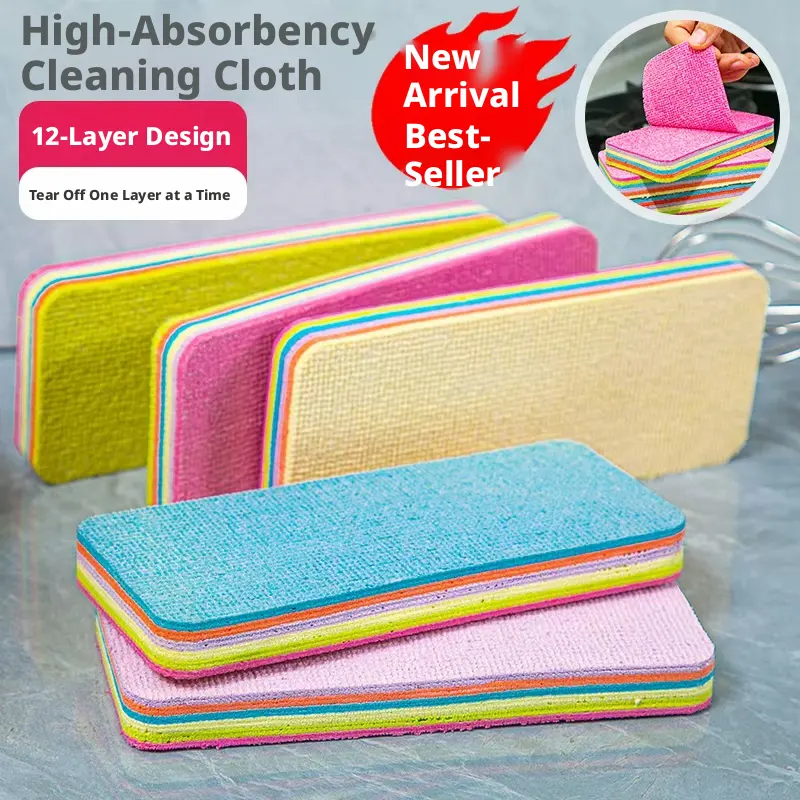 Tearable dish cloth-12 *7cm-PVA+ fiber cloth +