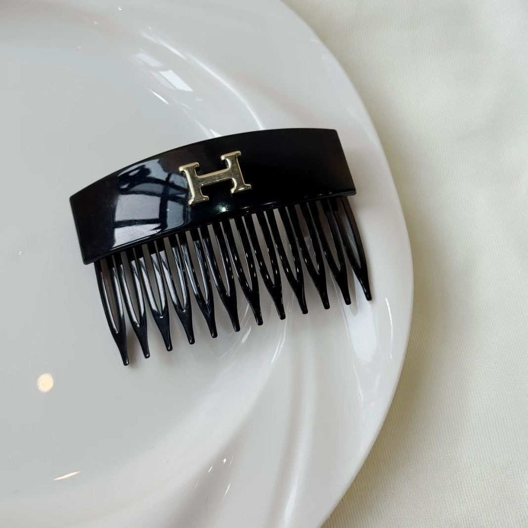 Broken hair traceless inverted insertion comb-black-acrylic-1 piece