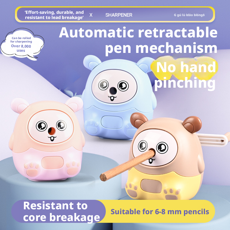 Cartoon automatic pencil sharpener-random color-ABS+ alloy hob-1 piece