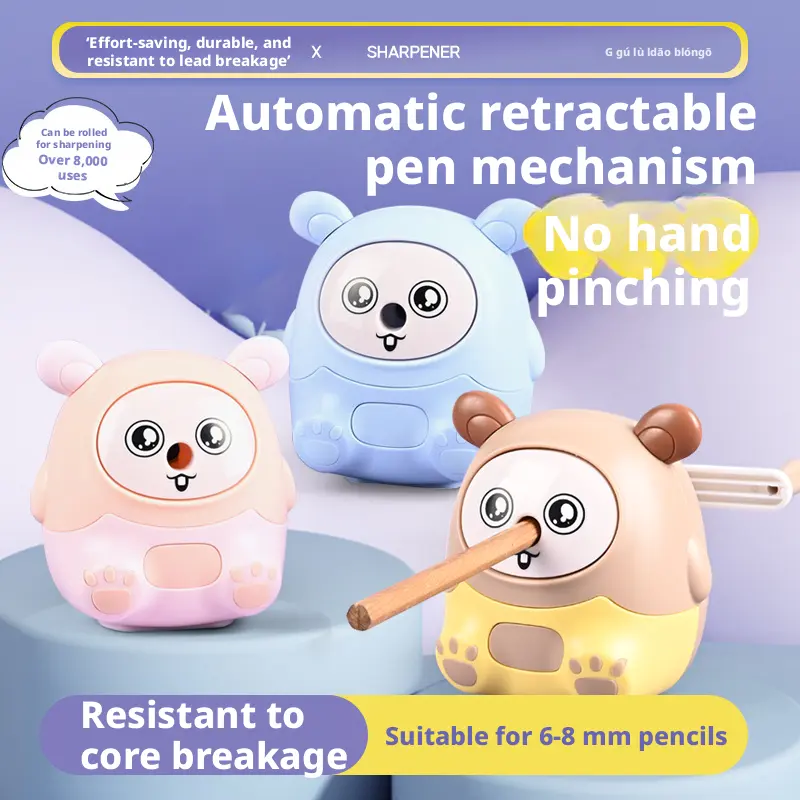Cartoon automatic pencil sharpener-random color-ABS+ alloy hob