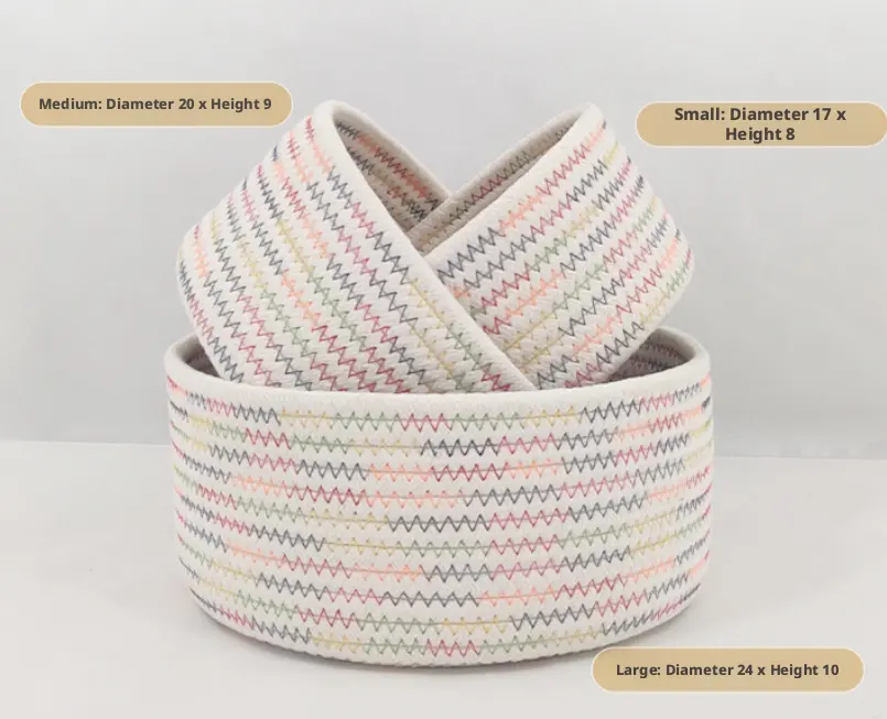 Cotton rope storage basket-diameter 17* height 8cm-rainbow