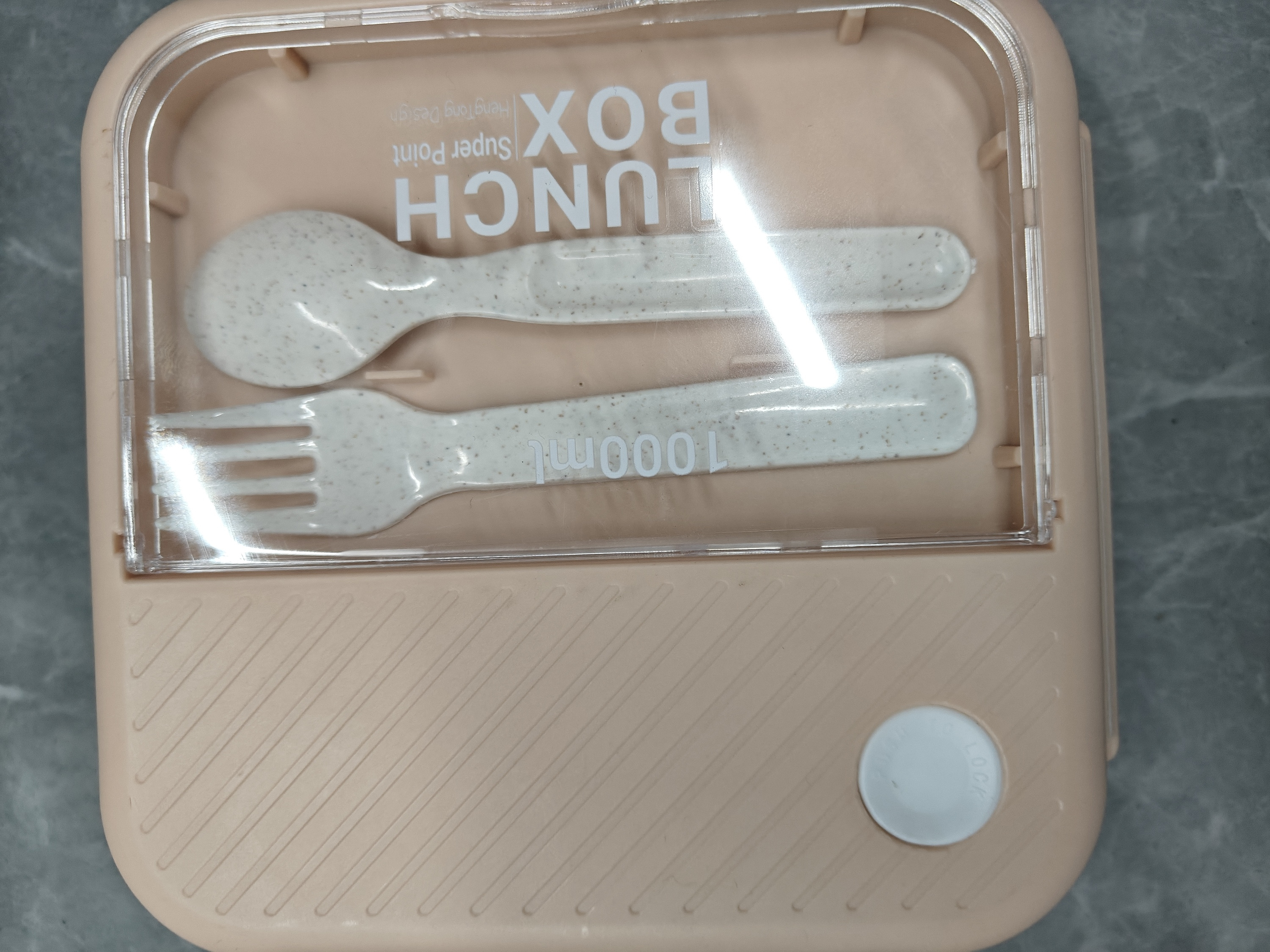 Spoon Fork Bento Box-Coral Color-17 * 17 *7cm-1 piece