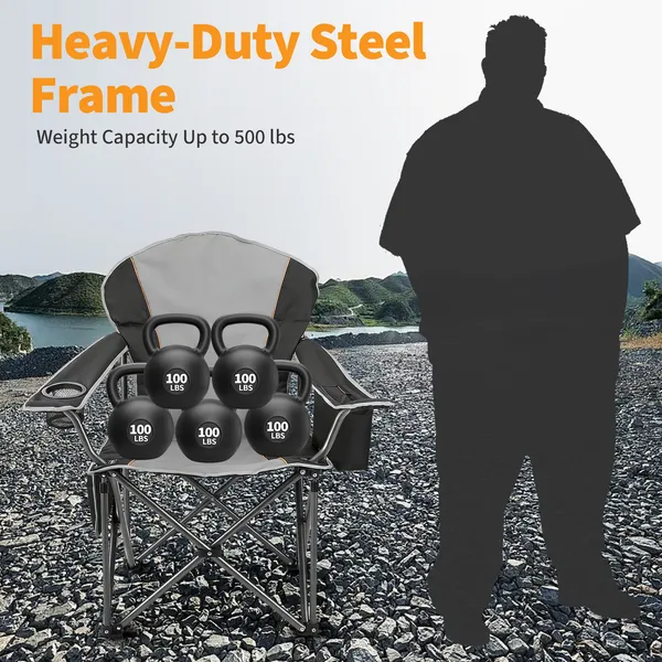 Oversized Camping Folding Chair, Heavy Duty Padded Chair With Cup Holder... 2