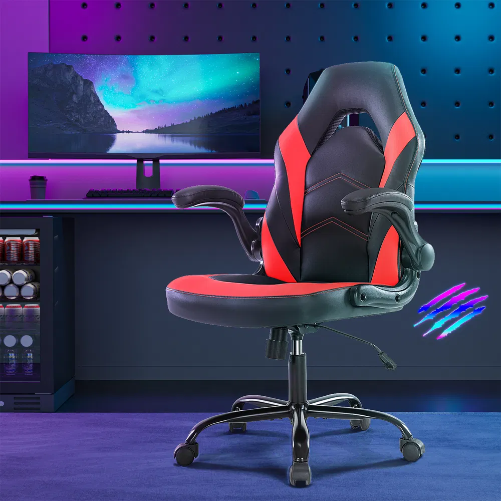 Ergonomic Office Computer Home Gaming Desk Chair Adjustable PU Leather Racing Chair Flip-up Armrest For Christmas Furniture 3