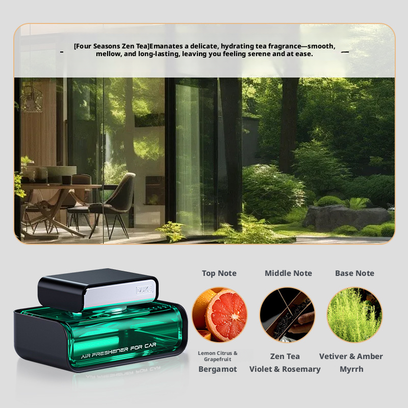 Car Aromatherapy Diffuser with Four Seasons Zen Tea Scent, 60ml
