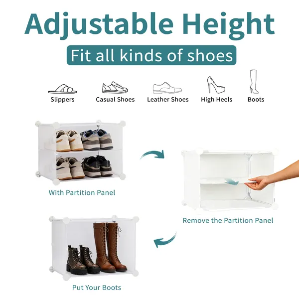 Shoe Rack Storage Cabinet, 8-layer Shoe Storage Cabinet With Door, Stackable And Detachable Shoe Storage Cabinet_voghion.com