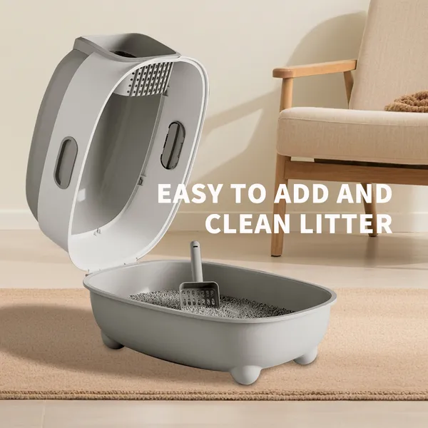 High-Capacity Enclosed Cat Litter Box & Odor-Lock, Scratch-Resistant, Ideal For... 4