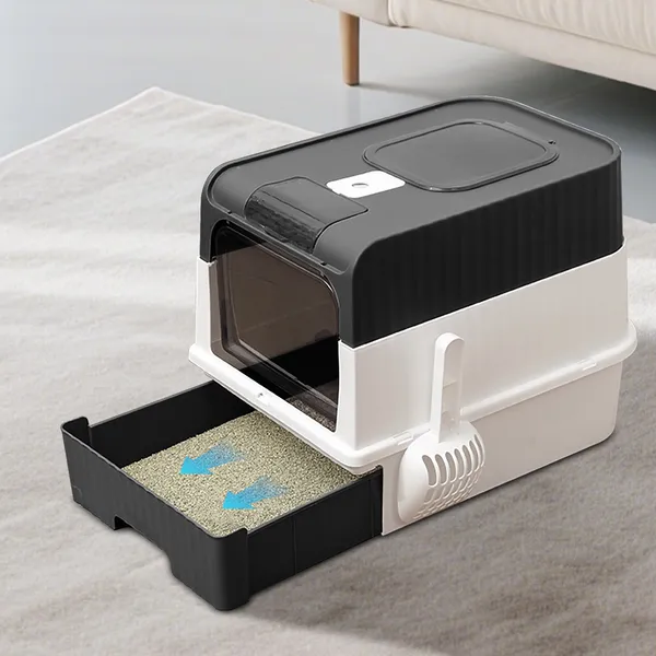 Fully Enclosed Magic Cube Litter Box, Top&Front Entry, Pull-Out Drawer... 5