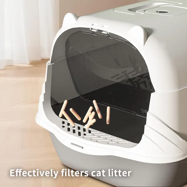 2026 Top Rated Fully Enclosed Cat Litter Box, Gray - Odor-Locking, Portable... 3