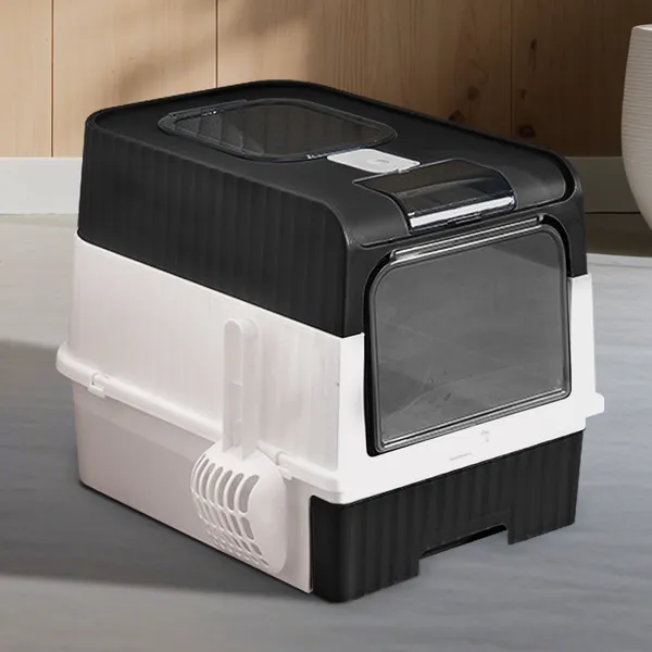 Fully Enclosed Magic Cube Litter Box, Top&Front Entry, Pull-Out Drawer...