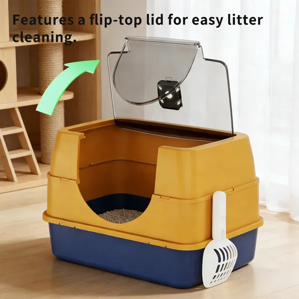 Enclosed Cat Litter Box, Orange - Odor-Locking, Spacious For Large Cats, A... 4
