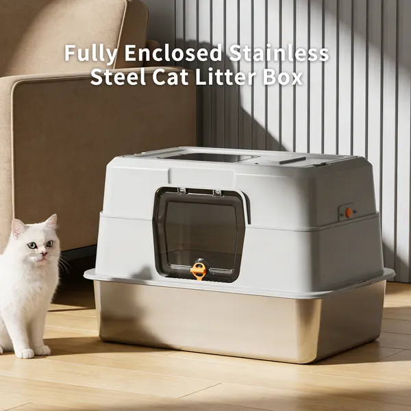 2025 Must-Buy Fully Enclosed Stainless Steel Cat Litter Box, Odor-Proof... 2