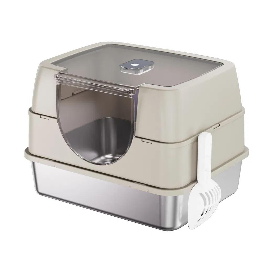 Fully Enclosed Stainless Steel Cat Litter Box White - 2025 Top Pick, Odor Lock... 7