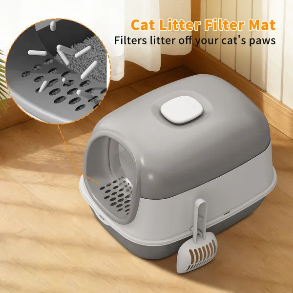 Modern Enclosed Cat Litter Box With Built-In Scoop Storage, Lightweight, Fits... 2