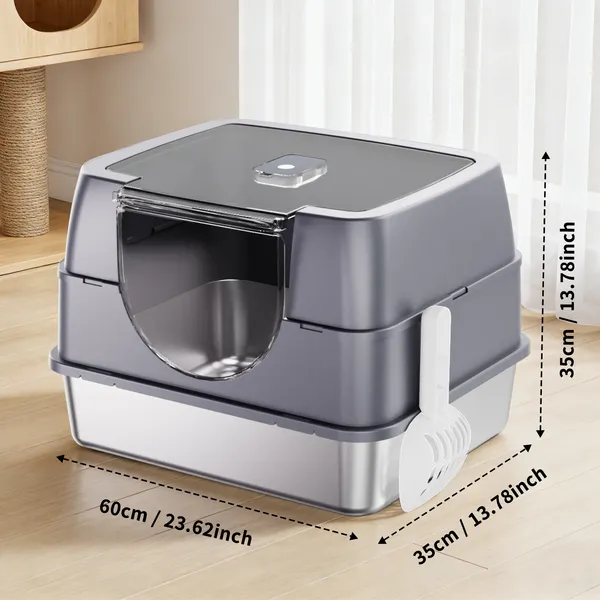 Fully Enclosed Stainless Steel Cat Litter Box White - 2025 Top Pick, Odor Lock... 2