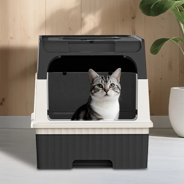 Fully Enclosed Magic Cube Litter Box, Top&Front Entry, Pull-Out Drawer... 4
