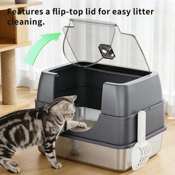 Fully Enclosed Stainless Steel Cat Litter Box White - 2025 Top Pick, Odor Lock... 4