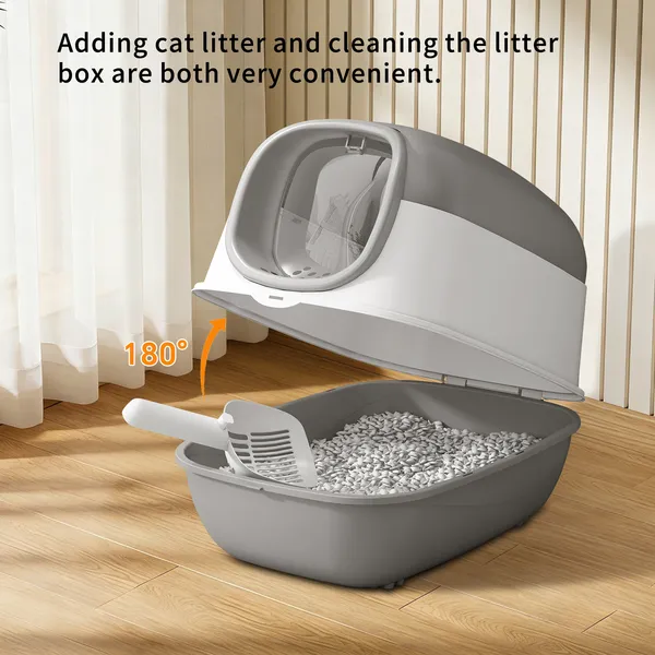 Modern Enclosed Cat Litter Box With Built-In Scoop Storage, Lightweight, Fits... 3
