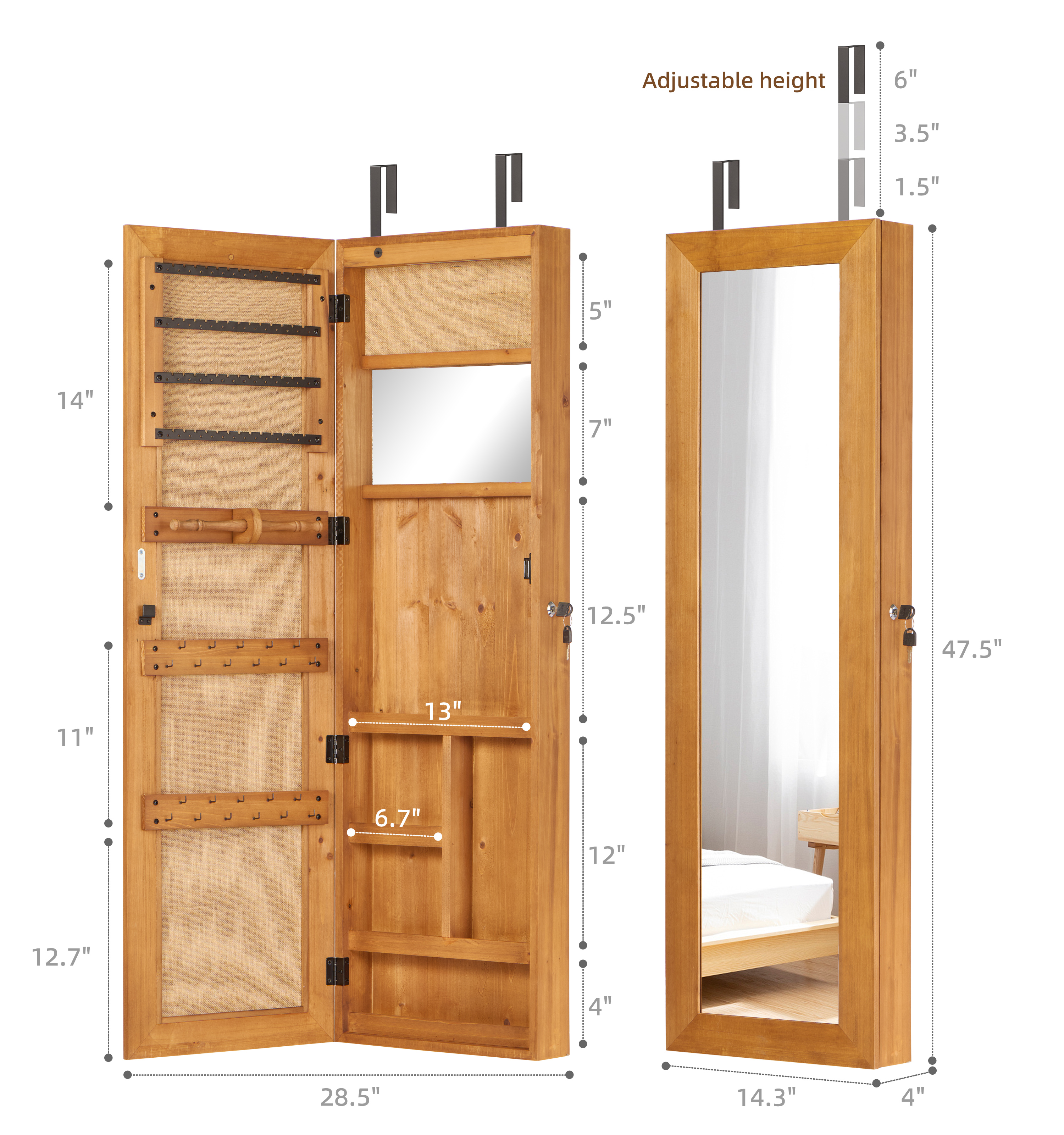 Solid Wood Jewelry Armoire, picture 3 of 4