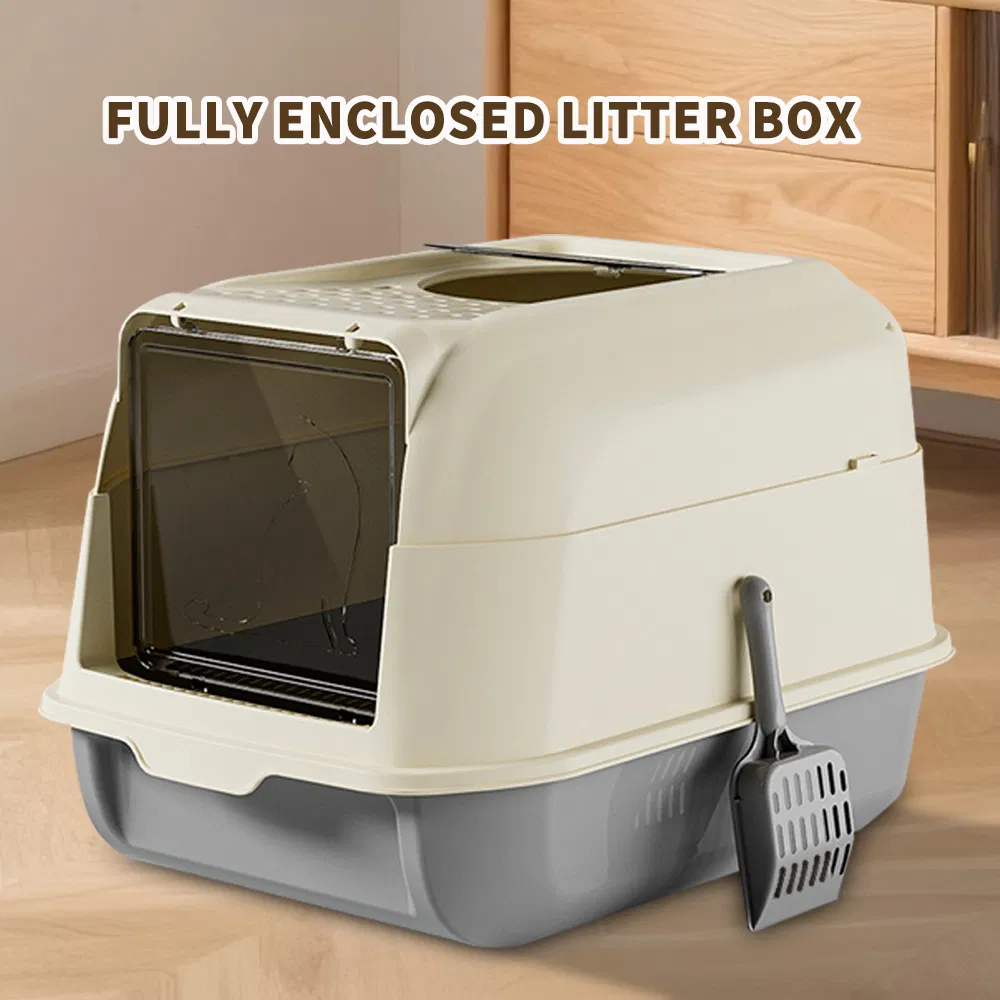 Extra Large Dual-Entry Cat Litter Box, Convertible Open&Enclosed, Gray, Odor... 6