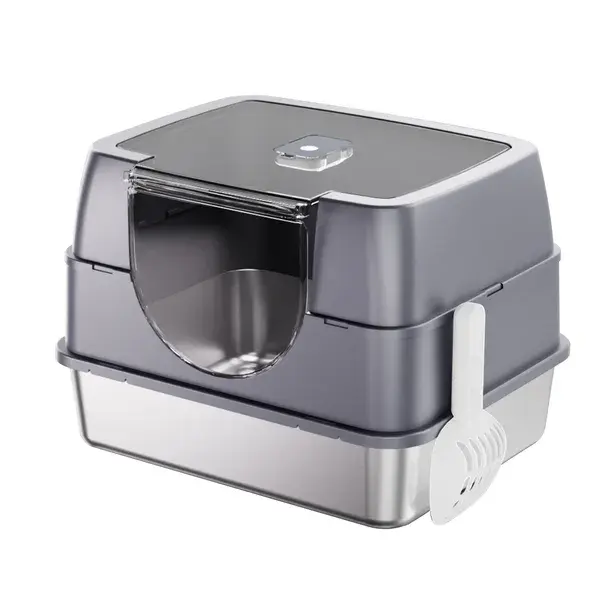 Fully Enclosed Stainless Steel Cat Litter Box