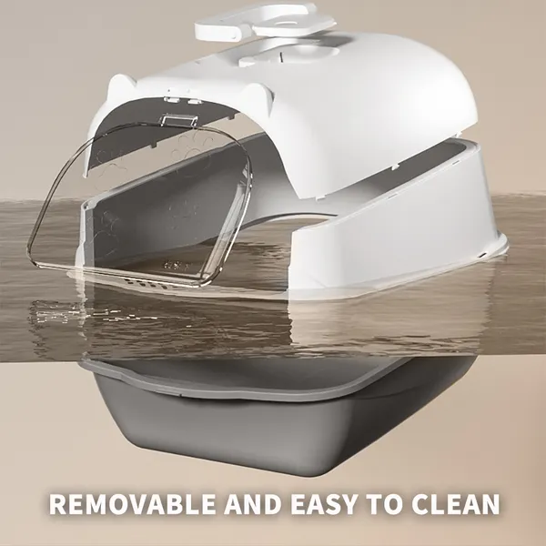 2026 Top Rated Fully Enclosed Cat Litter Box, Gray - Odor-Locking, Portable... 5