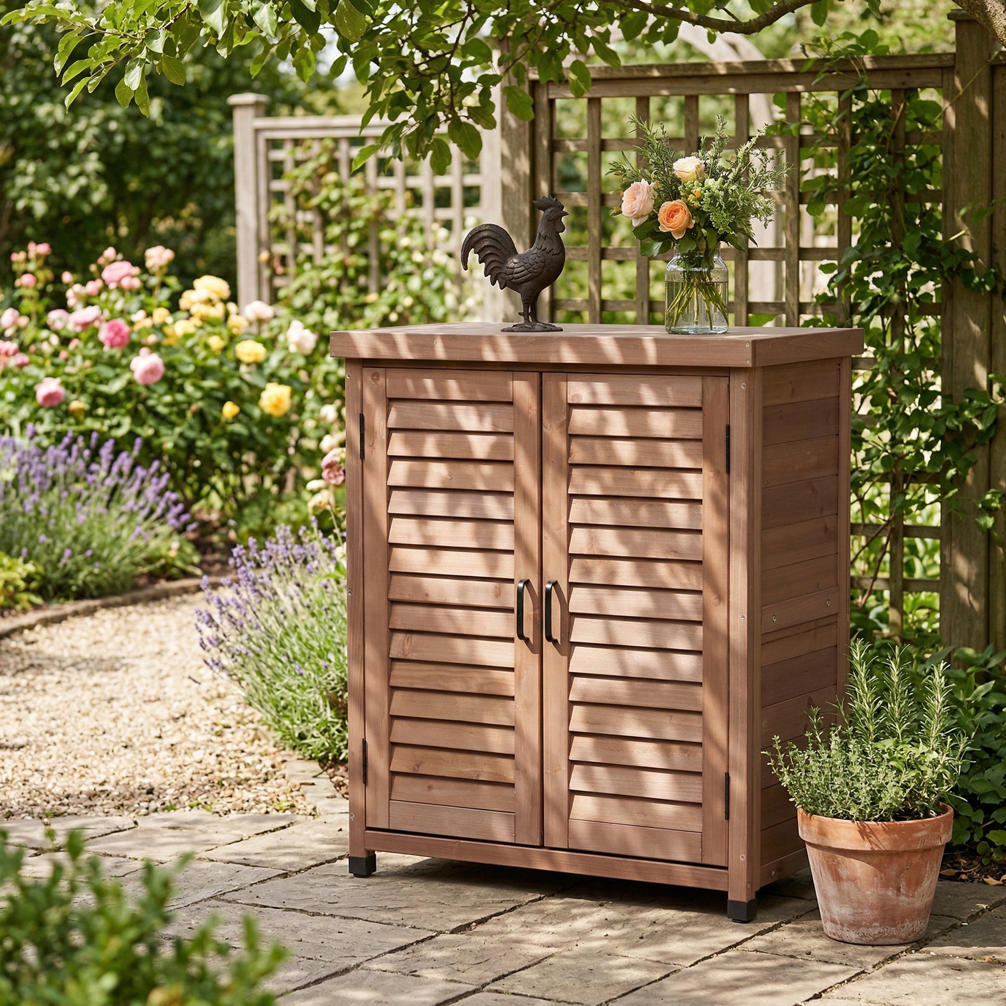 Wooden Potting Bench with Storage