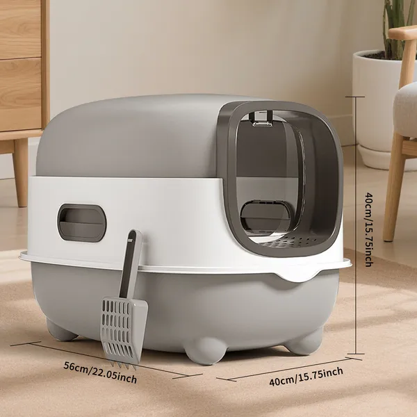 High-Capacity Enclosed Cat Litter Box & Odor-Lock, Scratch-Resistant, Ideal For... 2