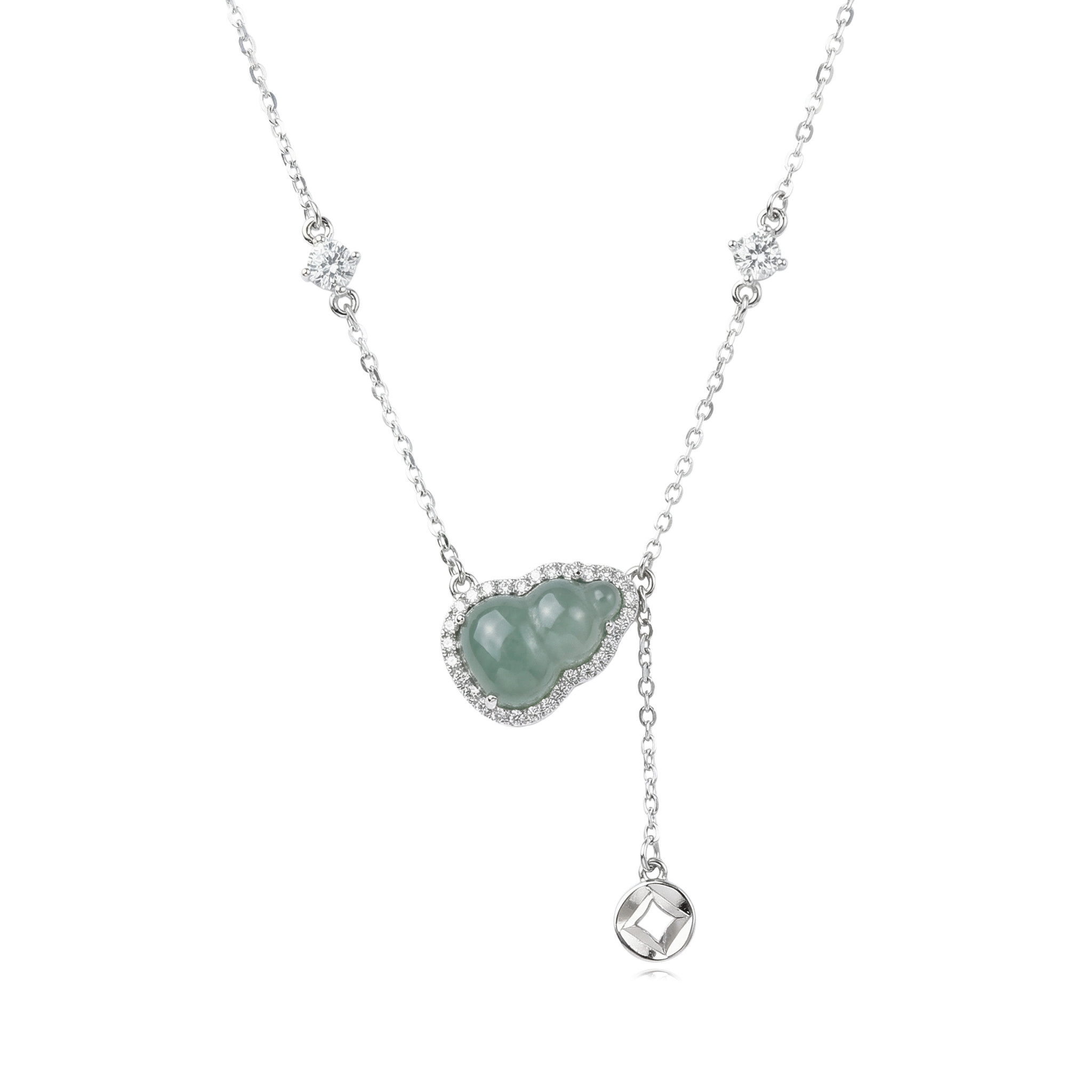 Sterling Silver Jade Gourd Necklace