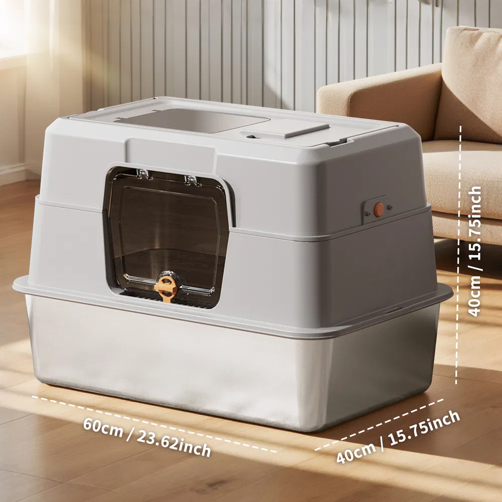 2025 Must-Buy Fully Enclosed Stainless Steel Cat Litter Box, Odor-Proof... 7