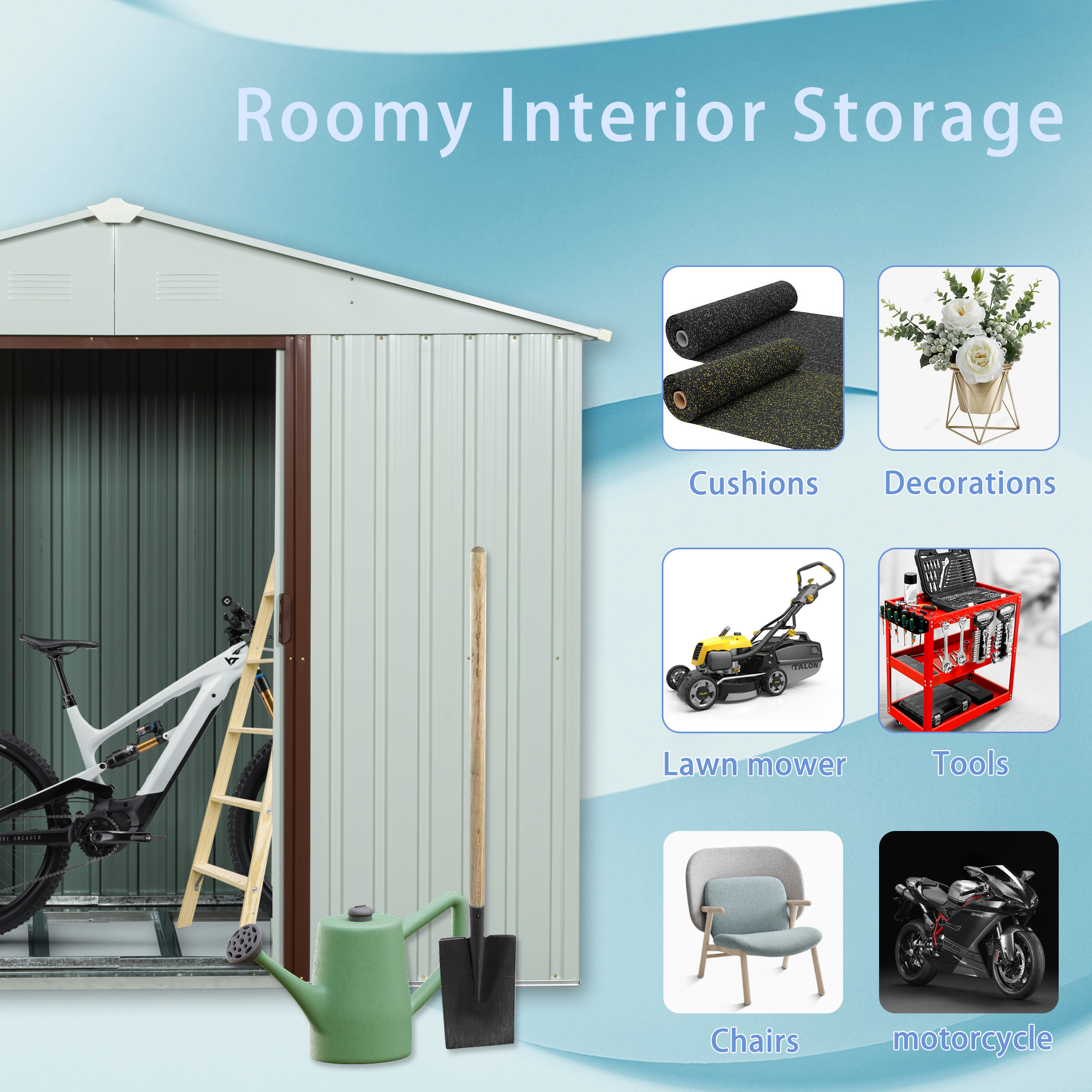 8ft X 4ft Outdoor Metal Storage Shed With Metal Foundation White