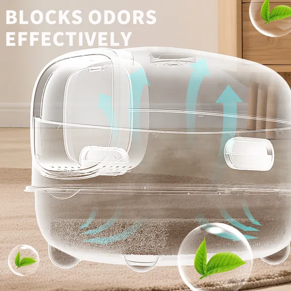 High-Capacity Enclosed Cat Litter Box & Odor-Lock, Scratch-Resistant, Ideal For... 5