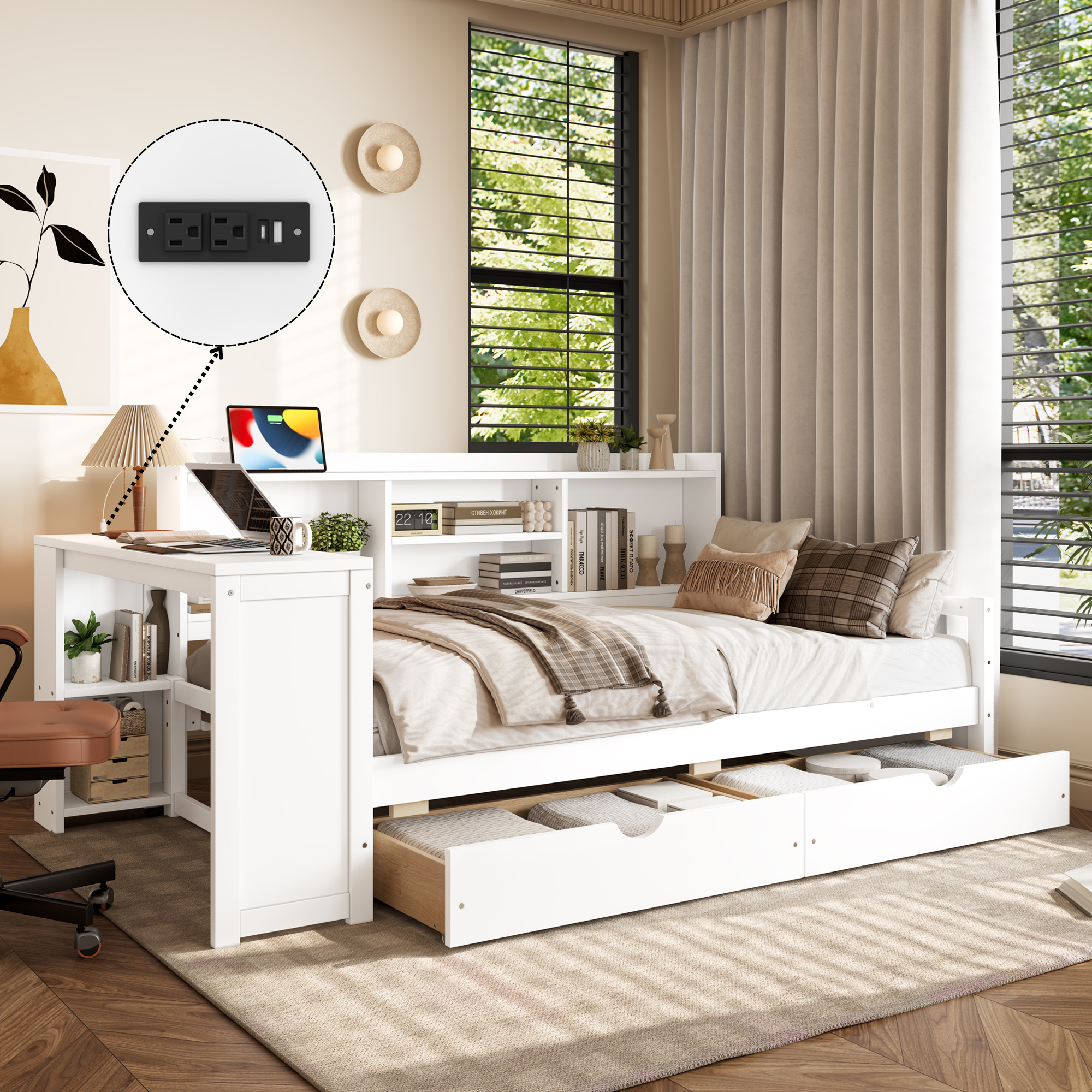 Twin Corner Daybed with Desk, picture 4 of 4