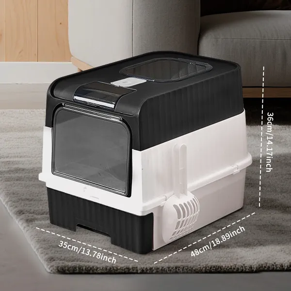 Fully Enclosed Magic Cube Litter Box, Top&Front Entry, Pull-Out Drawer... 2