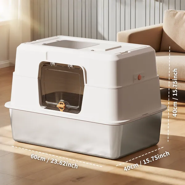2025 Must-Buy Fully Enclosed Stainless Steel Cat Litter Box, Odor-Proof...